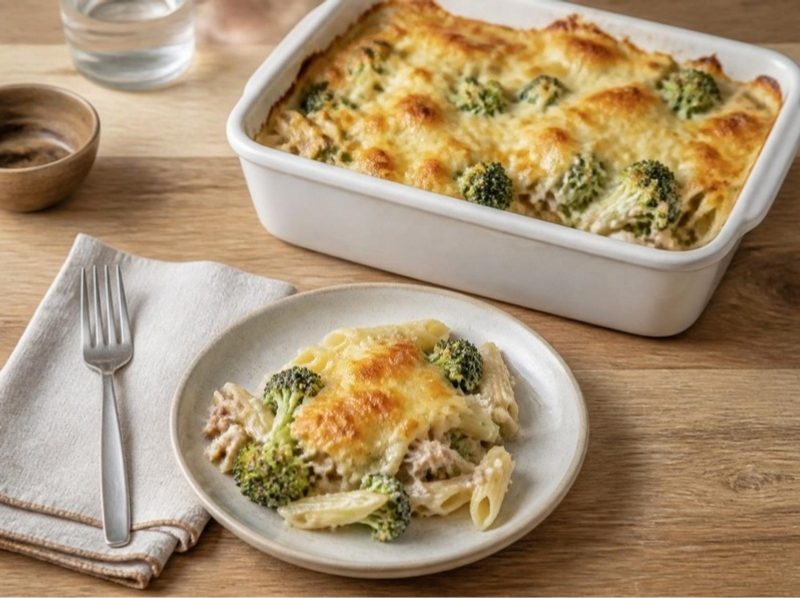 Gratin de pâtes au thon et brocoli