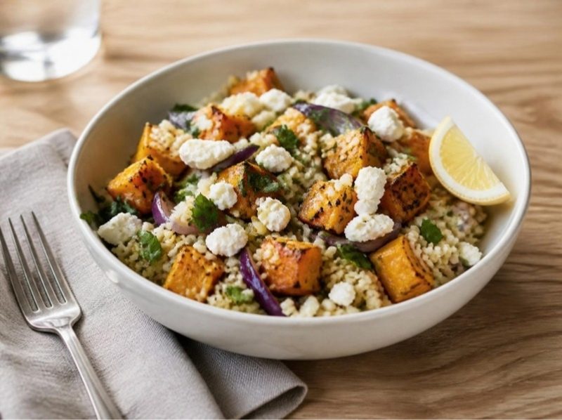 Boulgour aux légumes rôtis, feta et persil
