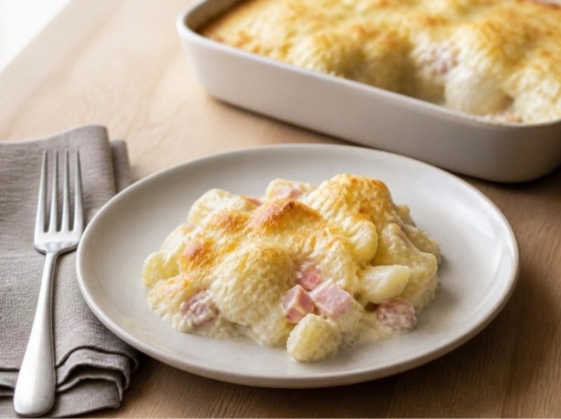 Gratin de chou-fleur au jambon, sauce fromage blanc