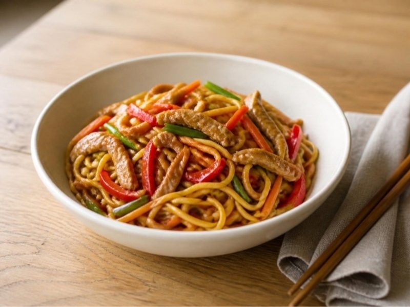 Nouilles sautées au porc et aux légumes