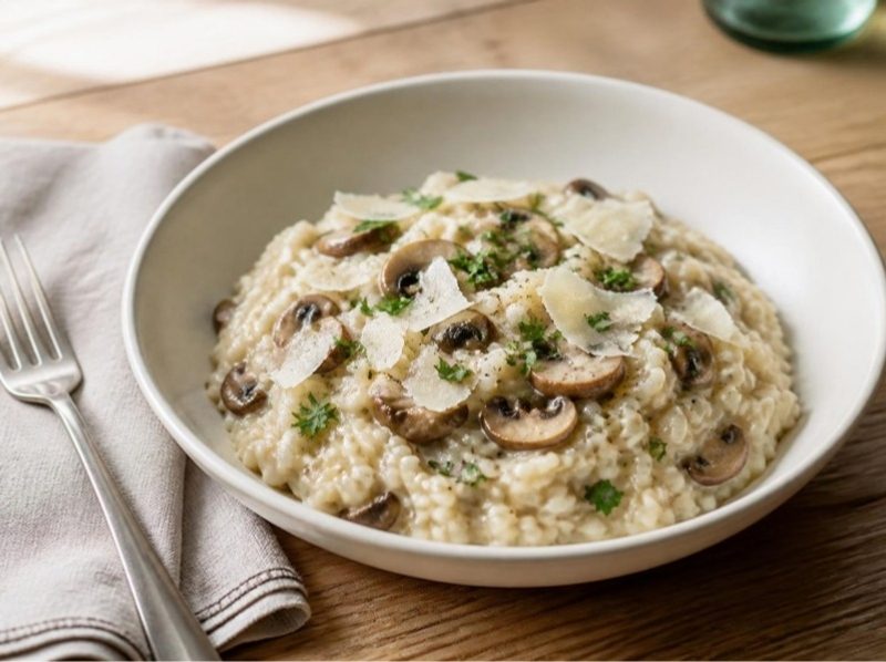 Risotto ai funghi (risotto aux champignons)