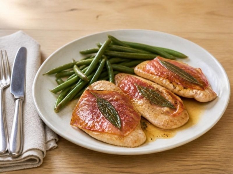 Saltimbocca alla romana, haricots verts