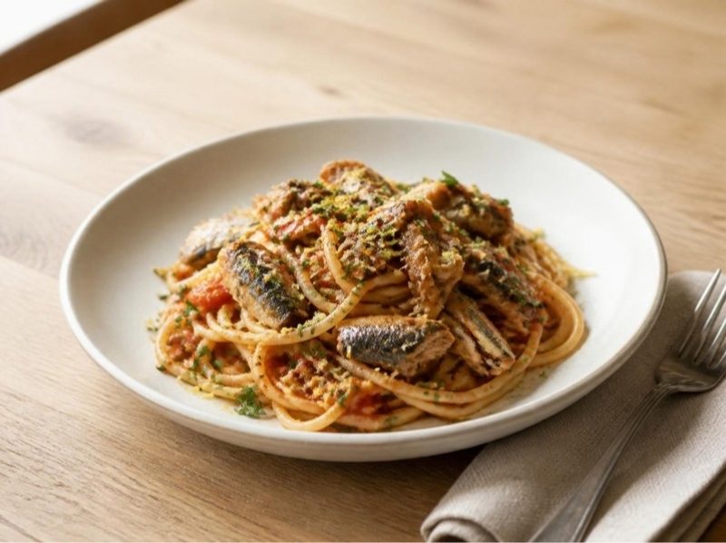 Pâtes aux sardines, citron et persil