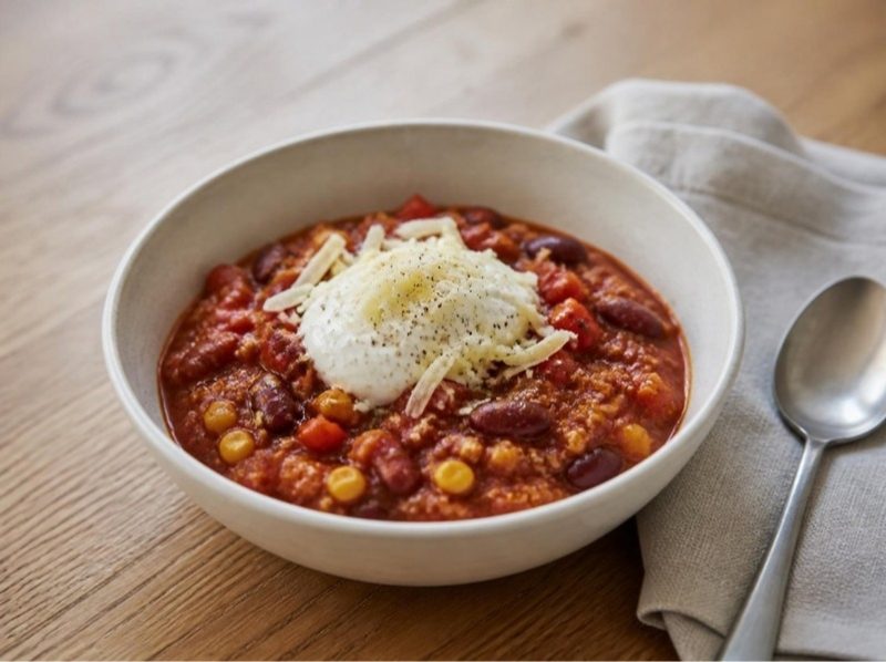 Chili végétarien aux haricots rouges et quinoa, skyr