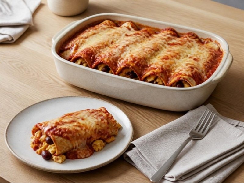 Tortillas gratinées aux haricots rouges et œufs (façon enchiladas)