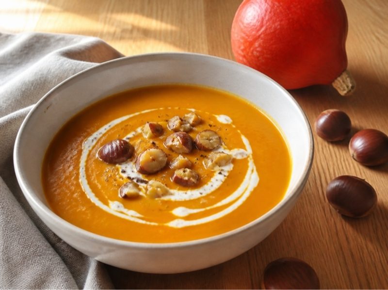 Velouté de potimarron aux châtaignes